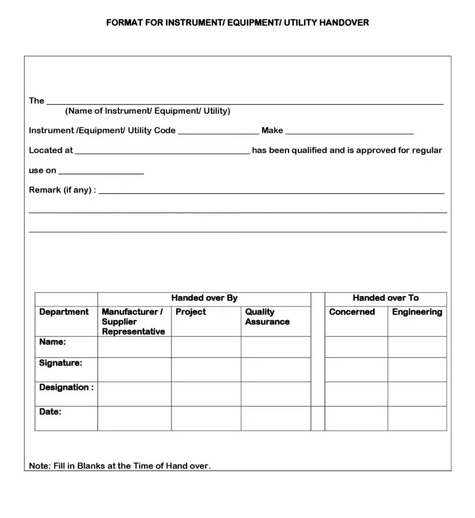 Allocating identification number to instrument / equipment / utility ...